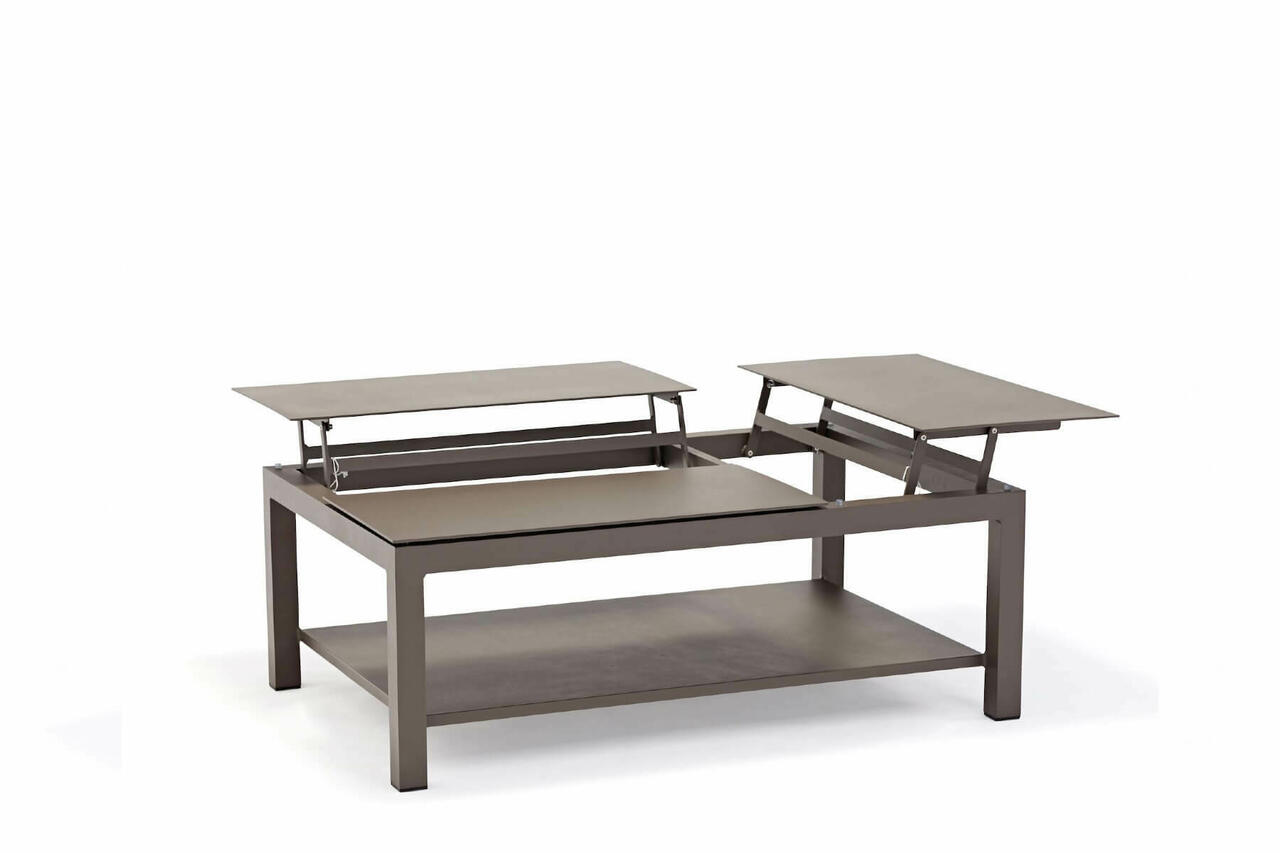 LIFT taupe coffee table with adjustable height - Liv Outdoor